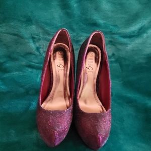 Purple dazzling platform heels